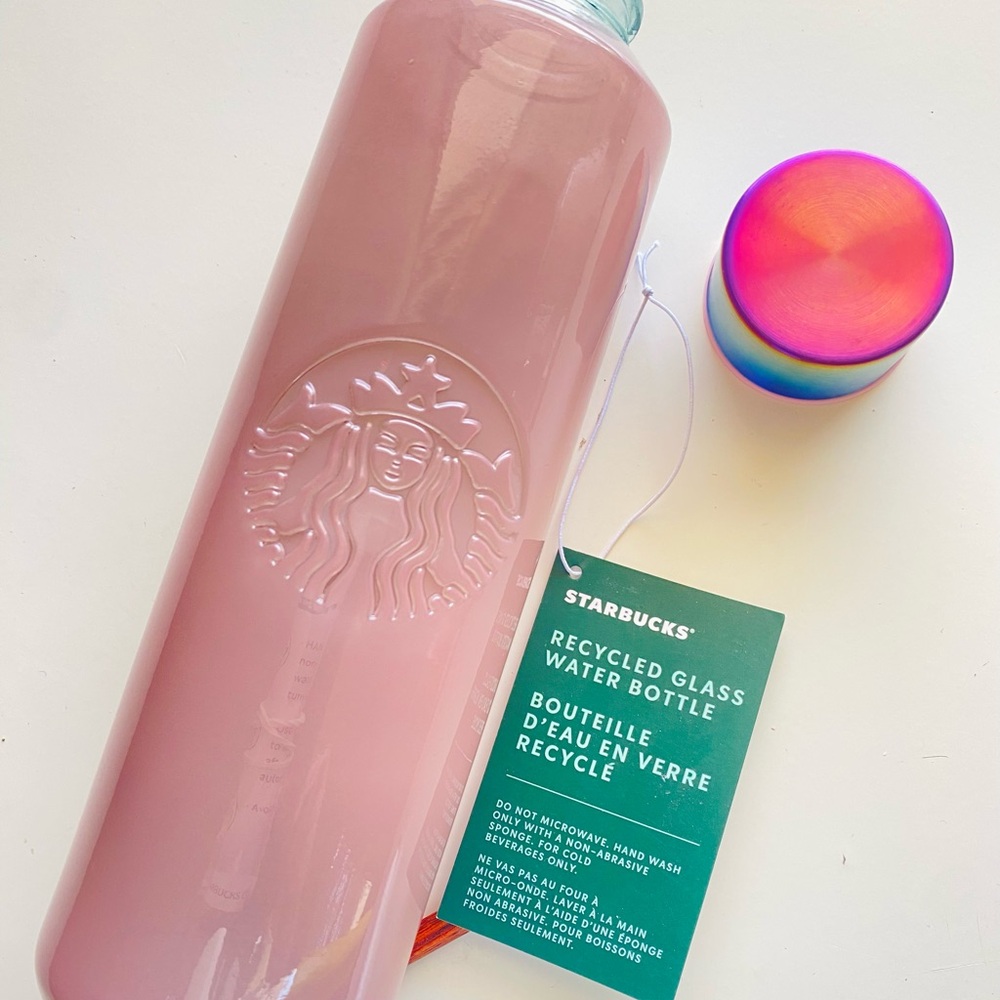 Starbucks Pink Glass Bottle with Vibrant Lid